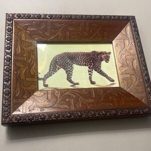 Vintage framed leopard picture